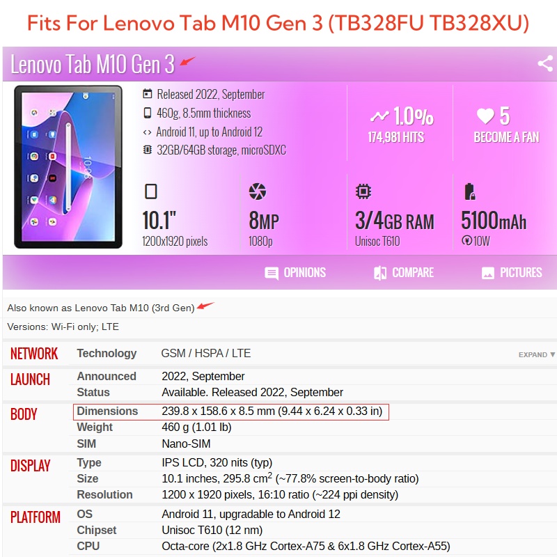 Dla Lenovo Tab M10 3. generacj – Tablet Cover Accessories recenzja i cena